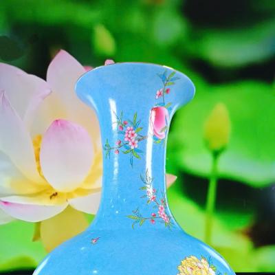 Bình Sứ Men Xanh hoạ tiết Chim Trĩ - Đào Trường Thọ - sản phẩm cao cấp - hàng thủ công